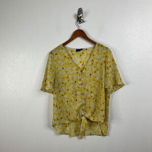W5 Yellow‎ Floral Blouse Size Medium
